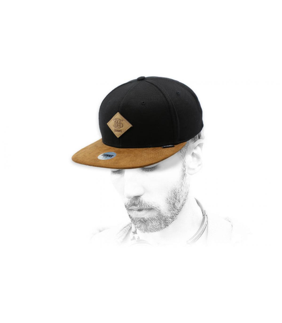 black suede snapback Light Canvas black